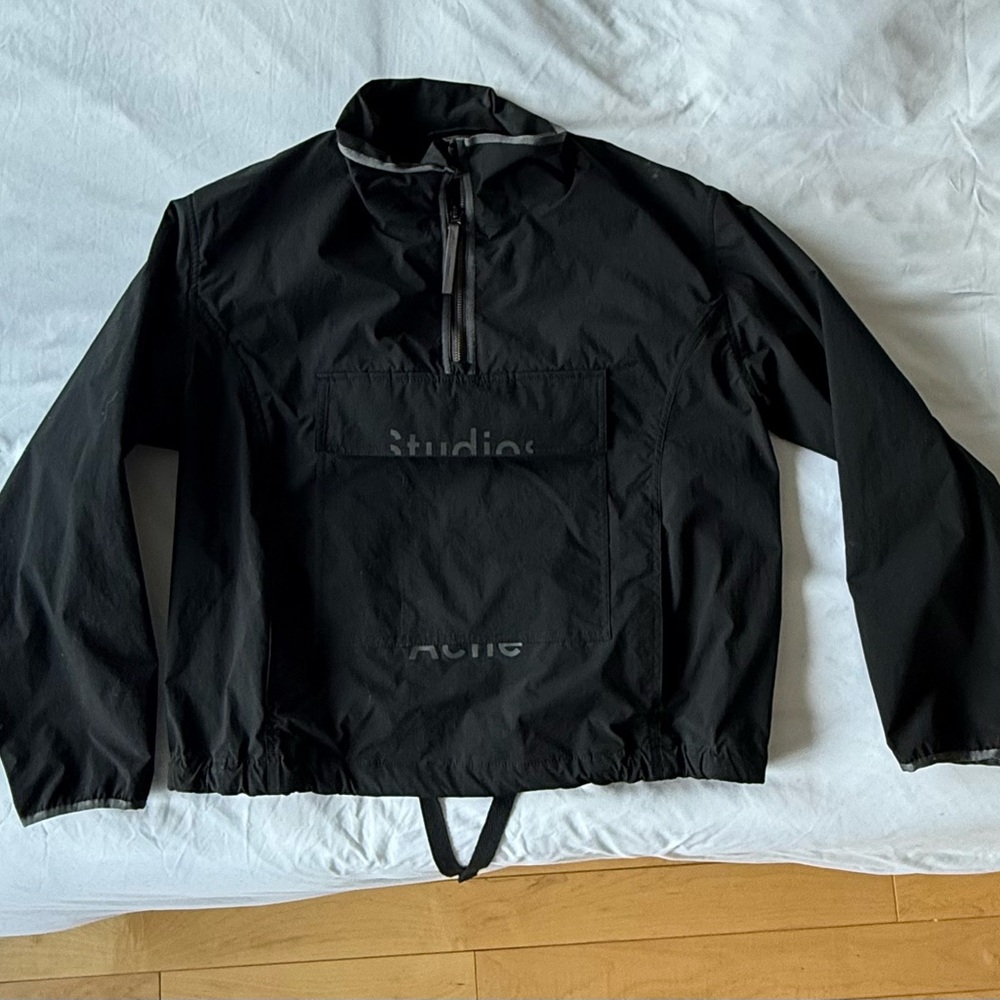 Acne Black Windbreaker with High Collar and Elasticated Cuffs